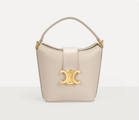 CELINE Triomphe Bucket Bag in Light Stone