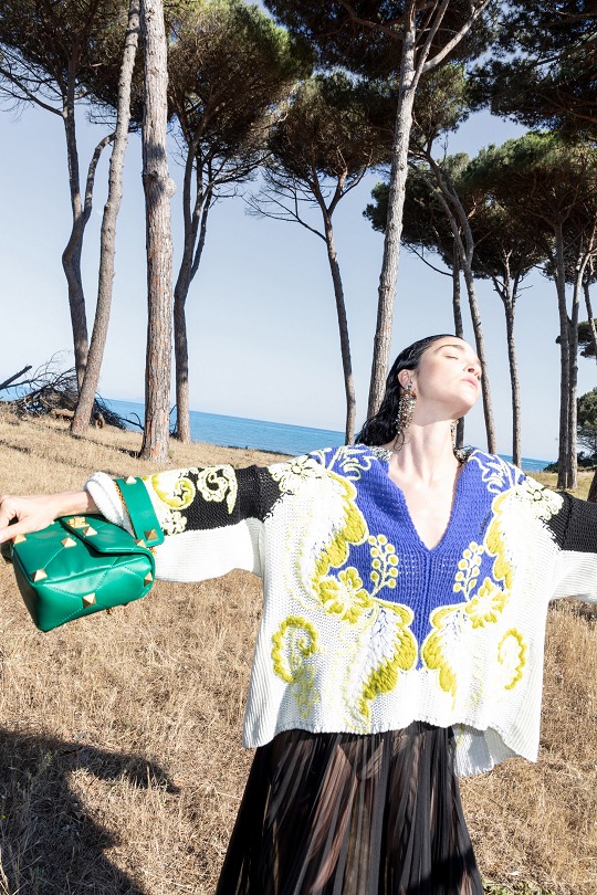 Valentino Forest Green Roman Stud Bag